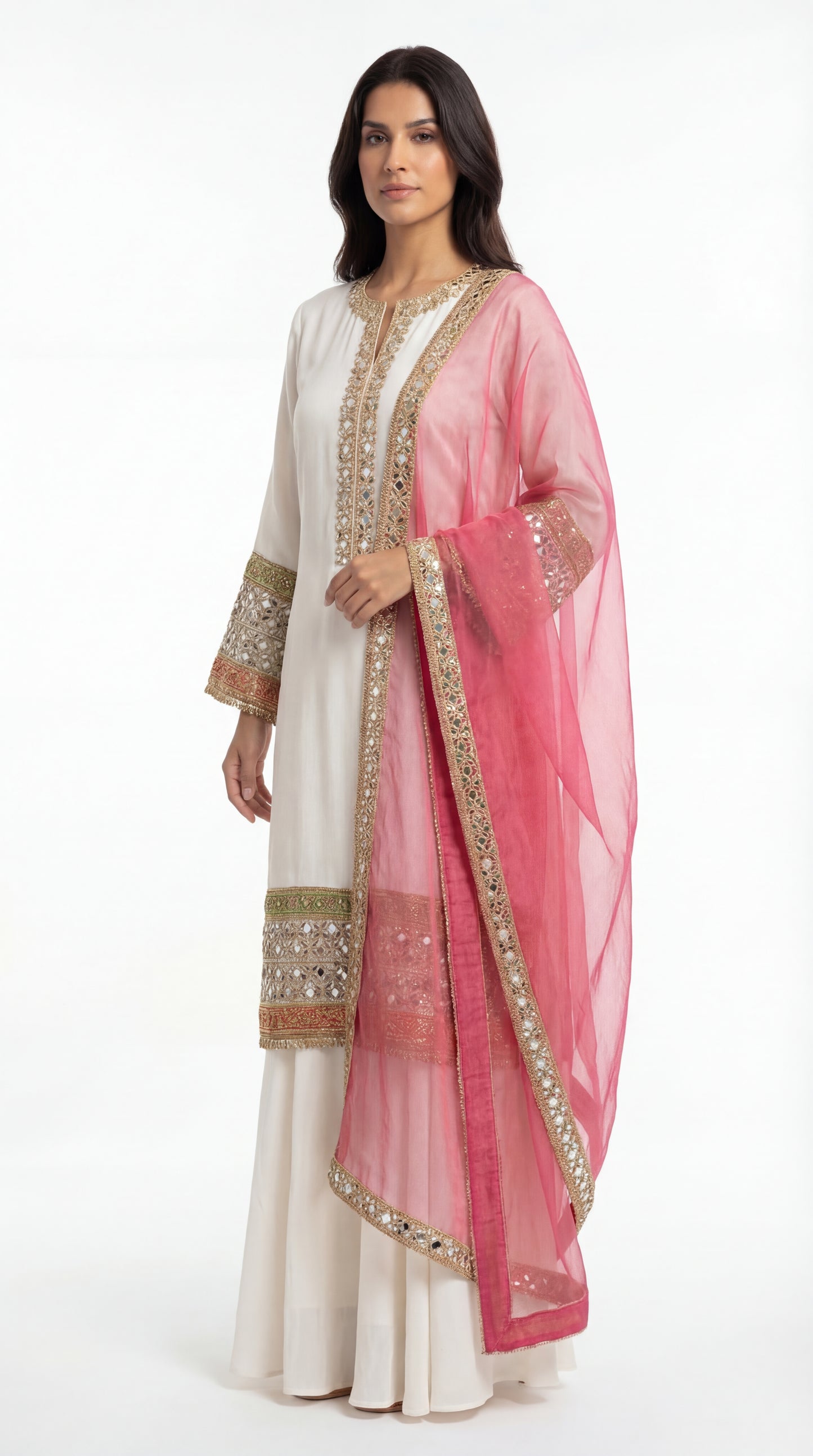 Heavy White Kurti With Sharara set