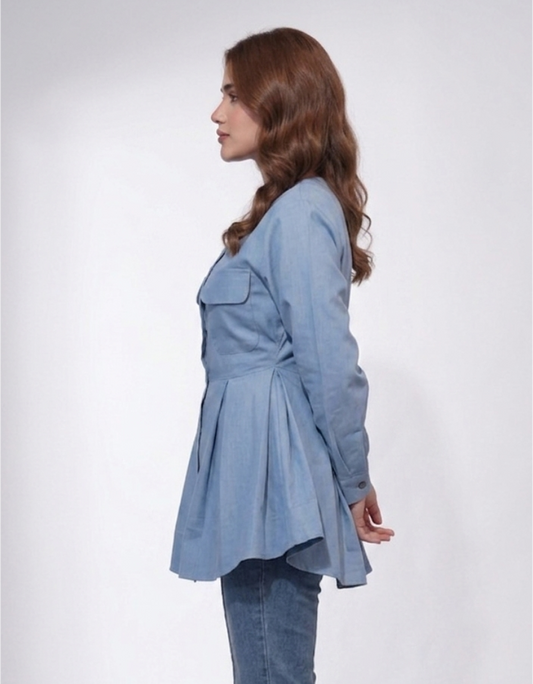 Peplum DENIM TOP (Blue)