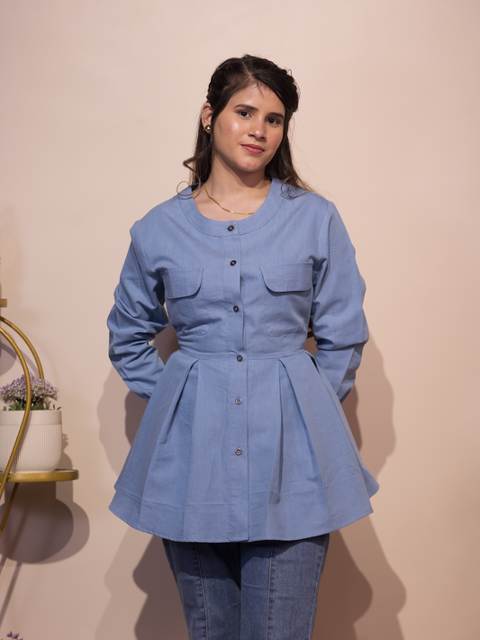 Peplum DENIM TOP (Blue)