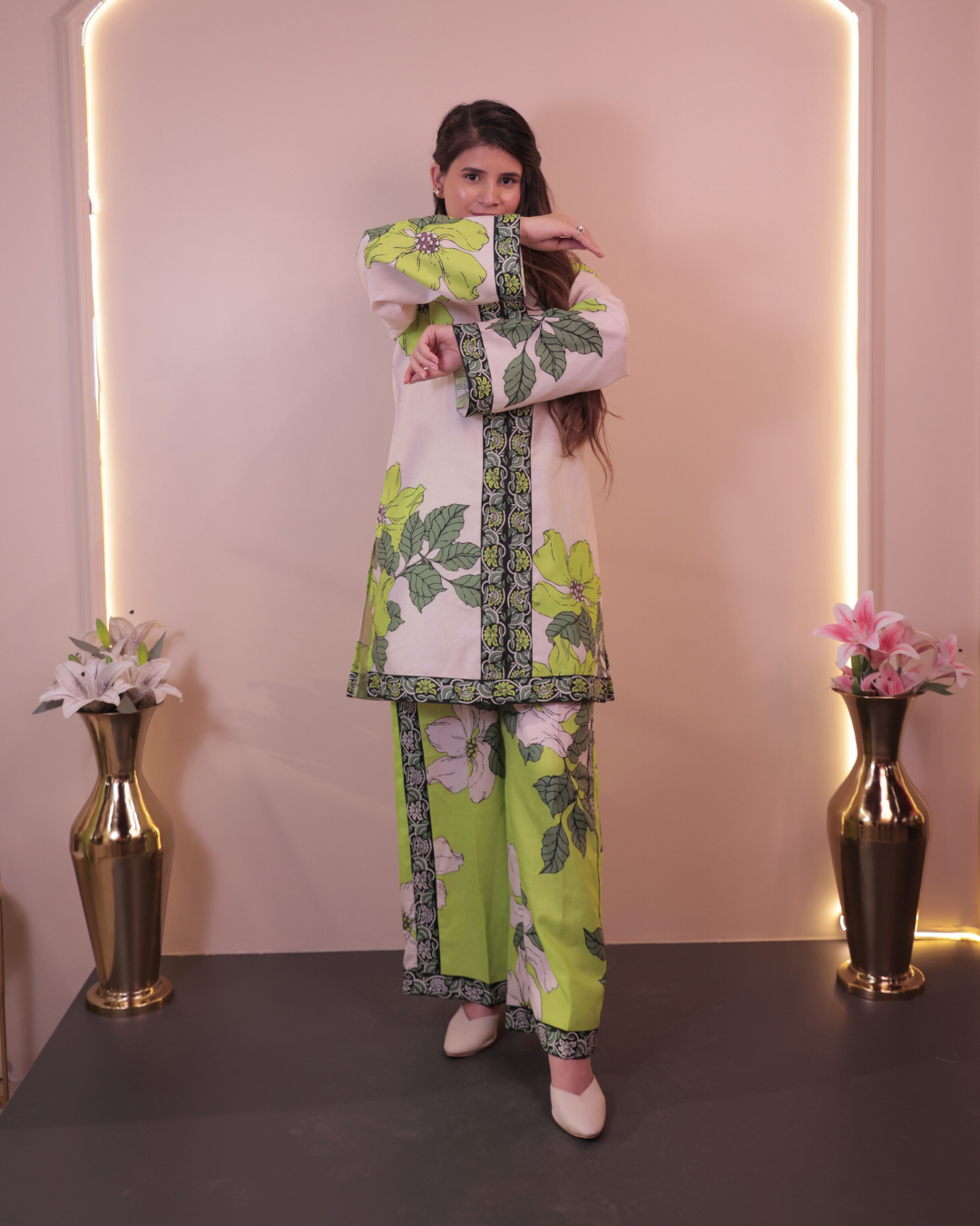 Lime Bloom Printed Kurta Set