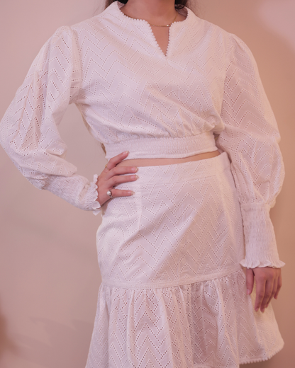 White Eyelet Embroidered Co-Ord Set