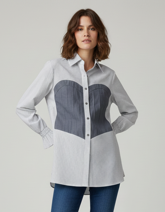Denim Cut-Out Shirt