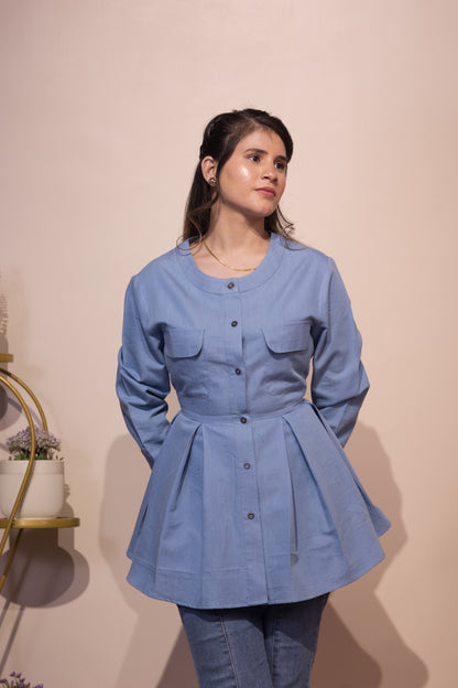 Peplum DENIM TOP (Blue)