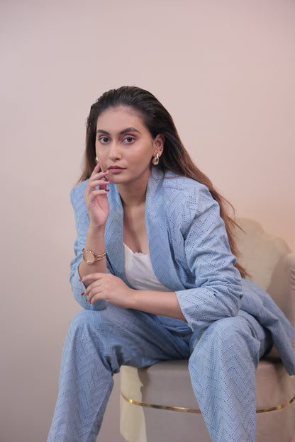 Schiffli Textured Blazer Set (3 P)