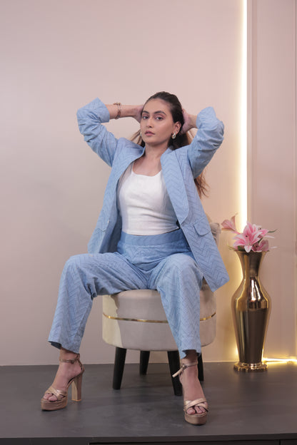 Schiffli Textured Blazer Set (3 P)