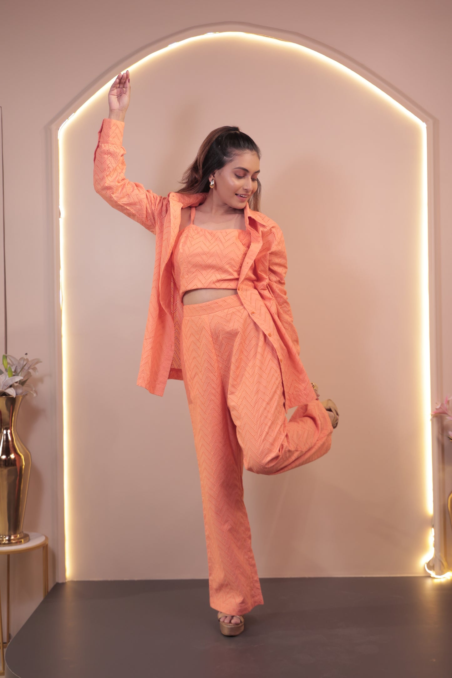 Schiffli Textured 3 PIECE Co-ord Set