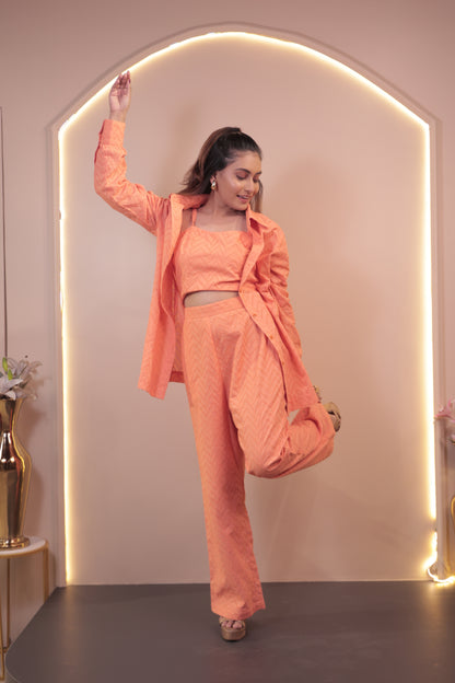 Schiffli Textured 3 PIECE Co-ord Set