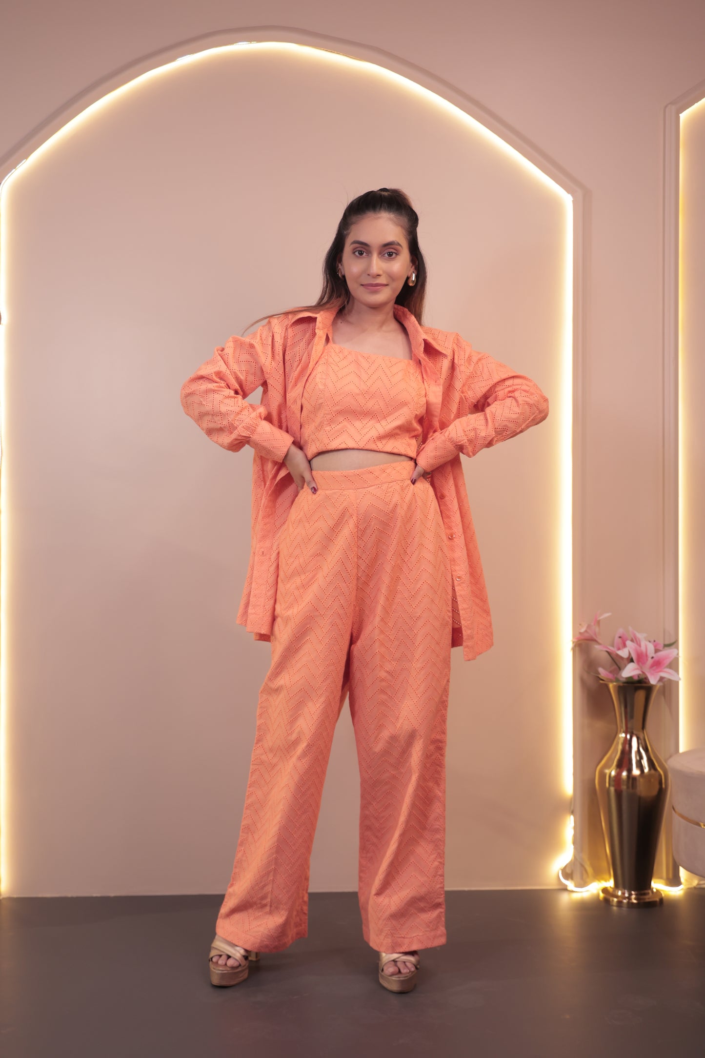 Schiffli Textured 3 PIECE Co-ord Set