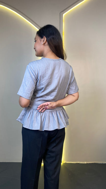 EMBROIDERED top (Grey)