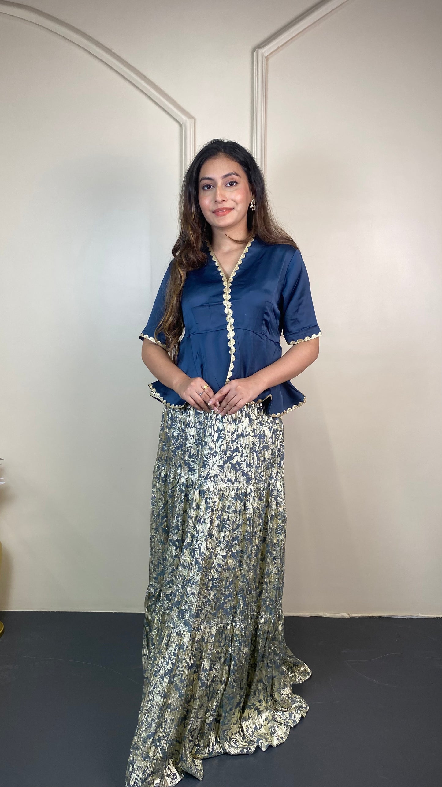 Foil print Ethnic set (Skirt & top)