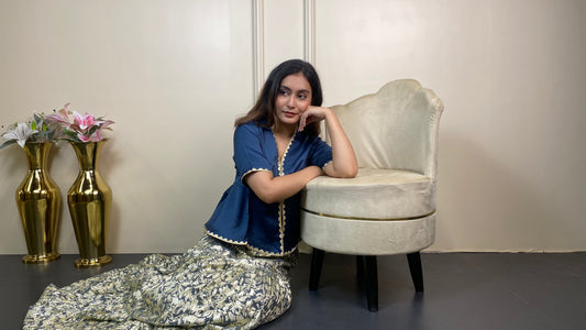 Foil print Ethnic set (Skirt & top)