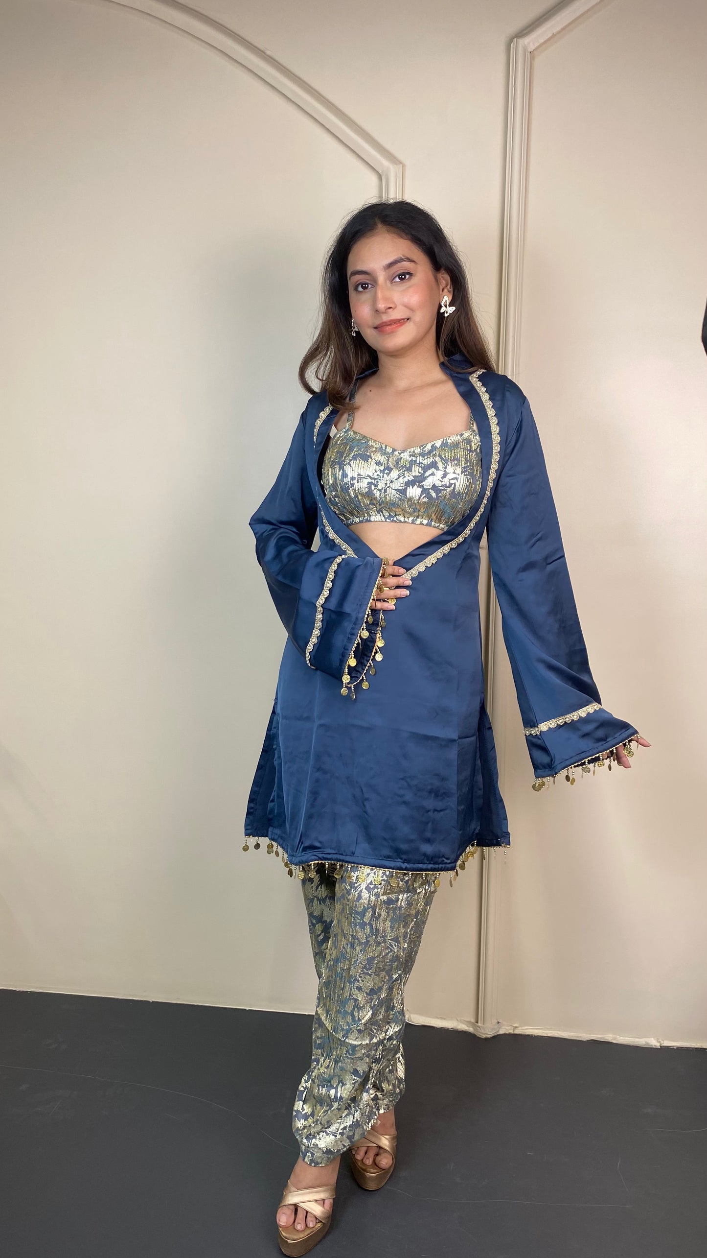 Foil Print Cut out kurta set