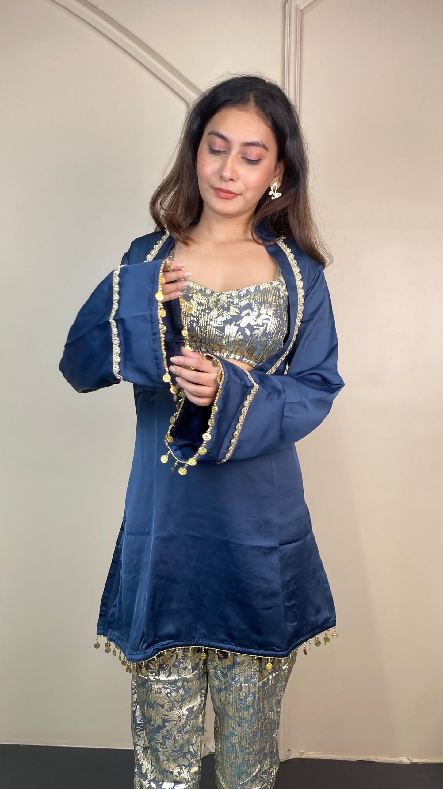 Foil Print Cut out kurta set