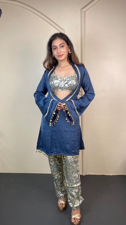 Foil Print Cut out kurta set