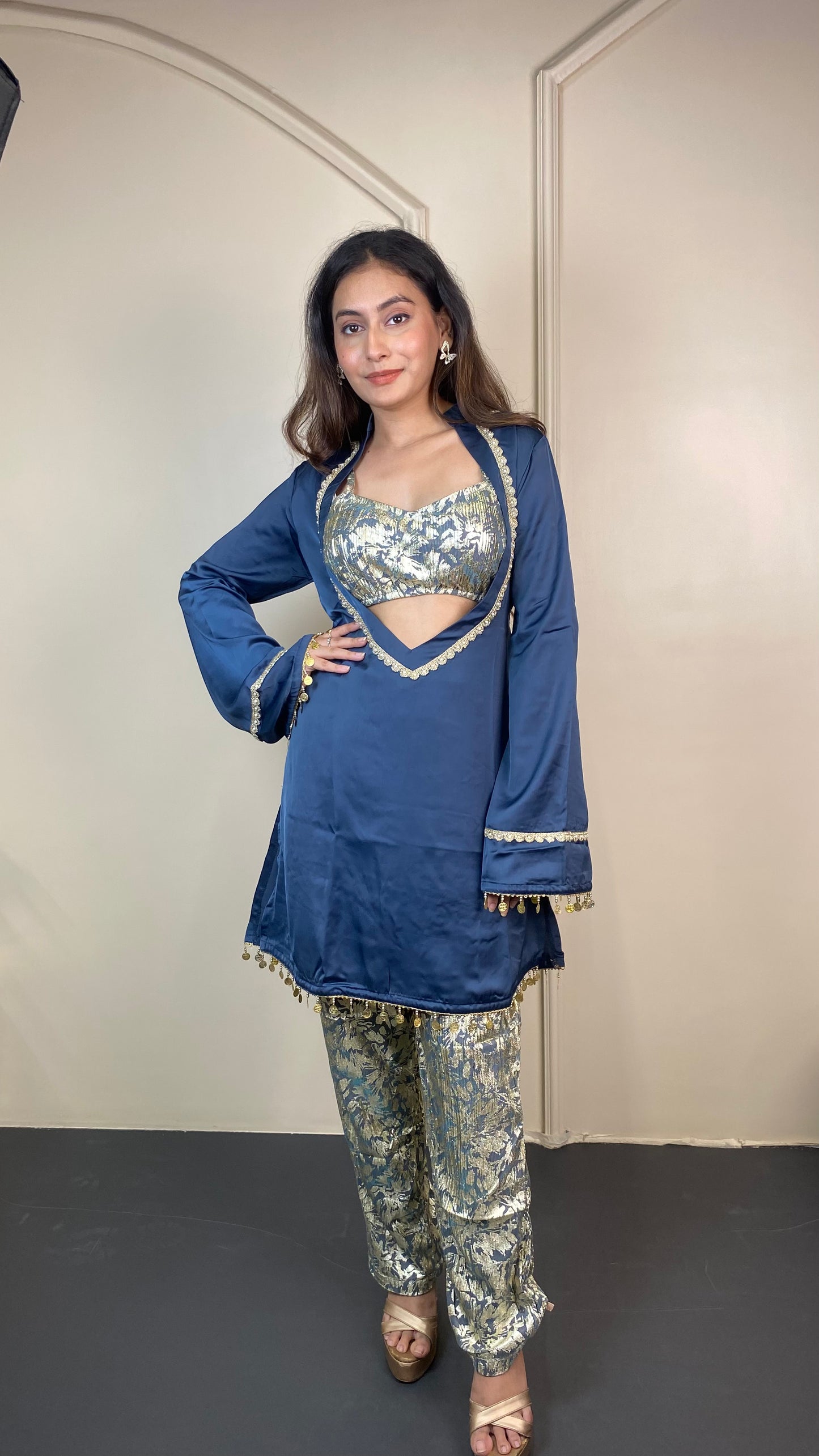 Foil Print Cut out kurta set