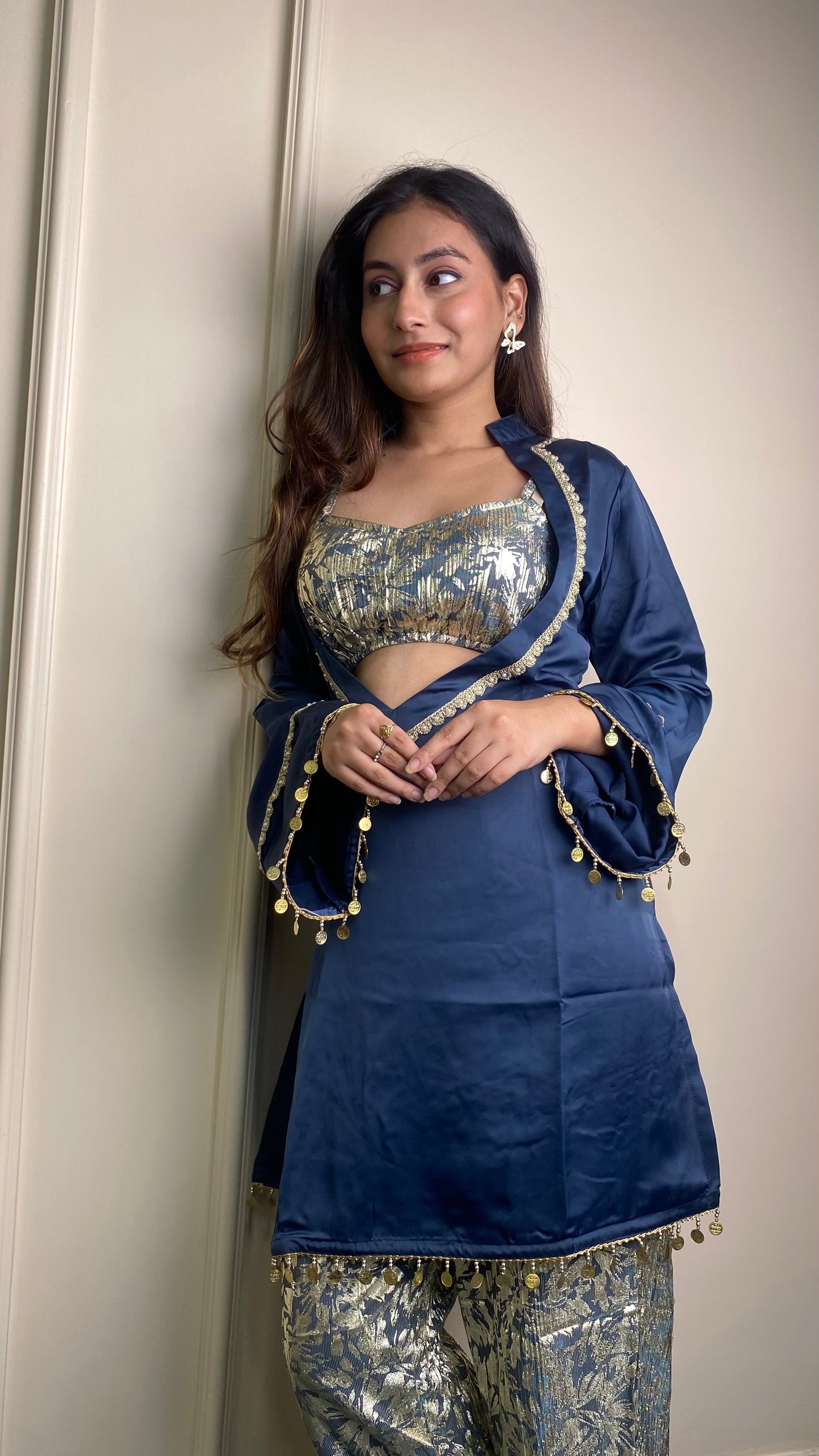 Foil Print Cut out kurta set