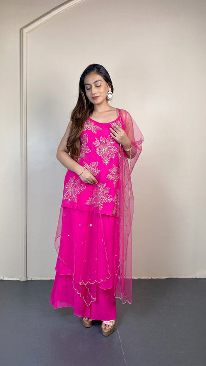 Handwork Kurti With Garara Set