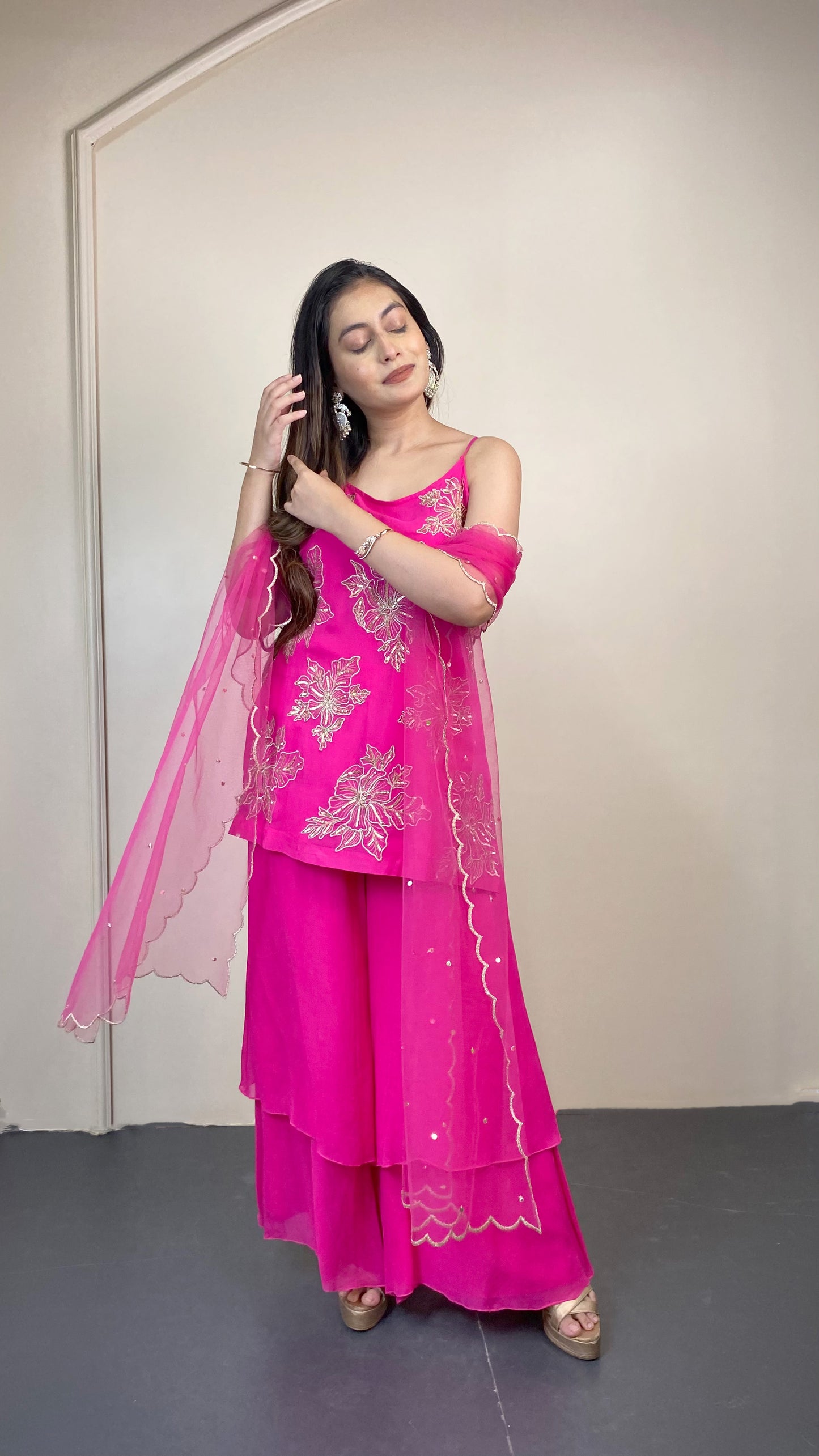 Handwork Kurti With Garara Set