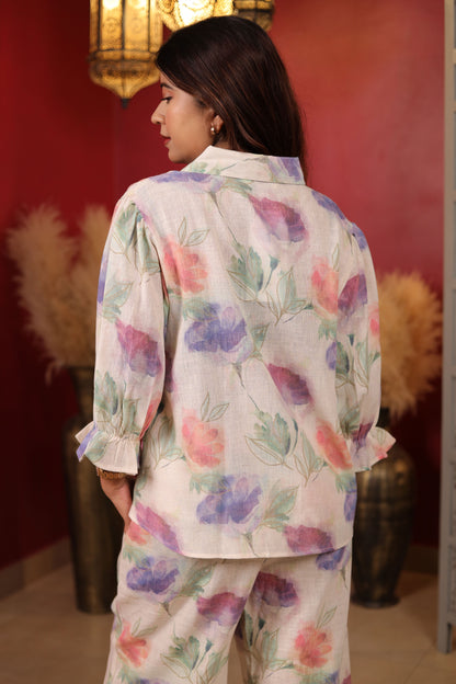 Jute Cotton Flower Print Co-ord set