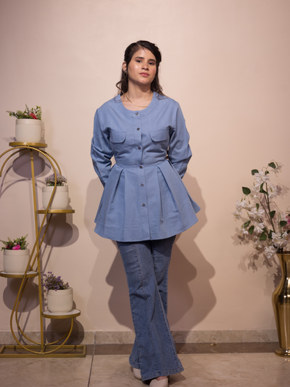 Peplum DENIM TOP (Blue)