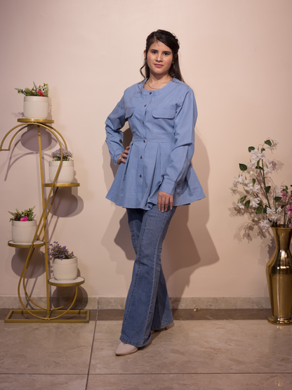 Peplum DENIM TOP (Blue)