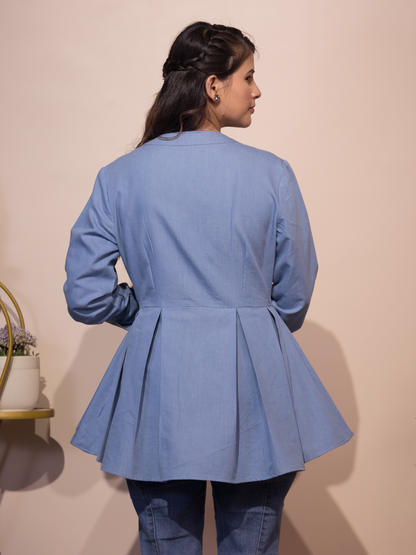 Peplum DENIM TOP (Blue)