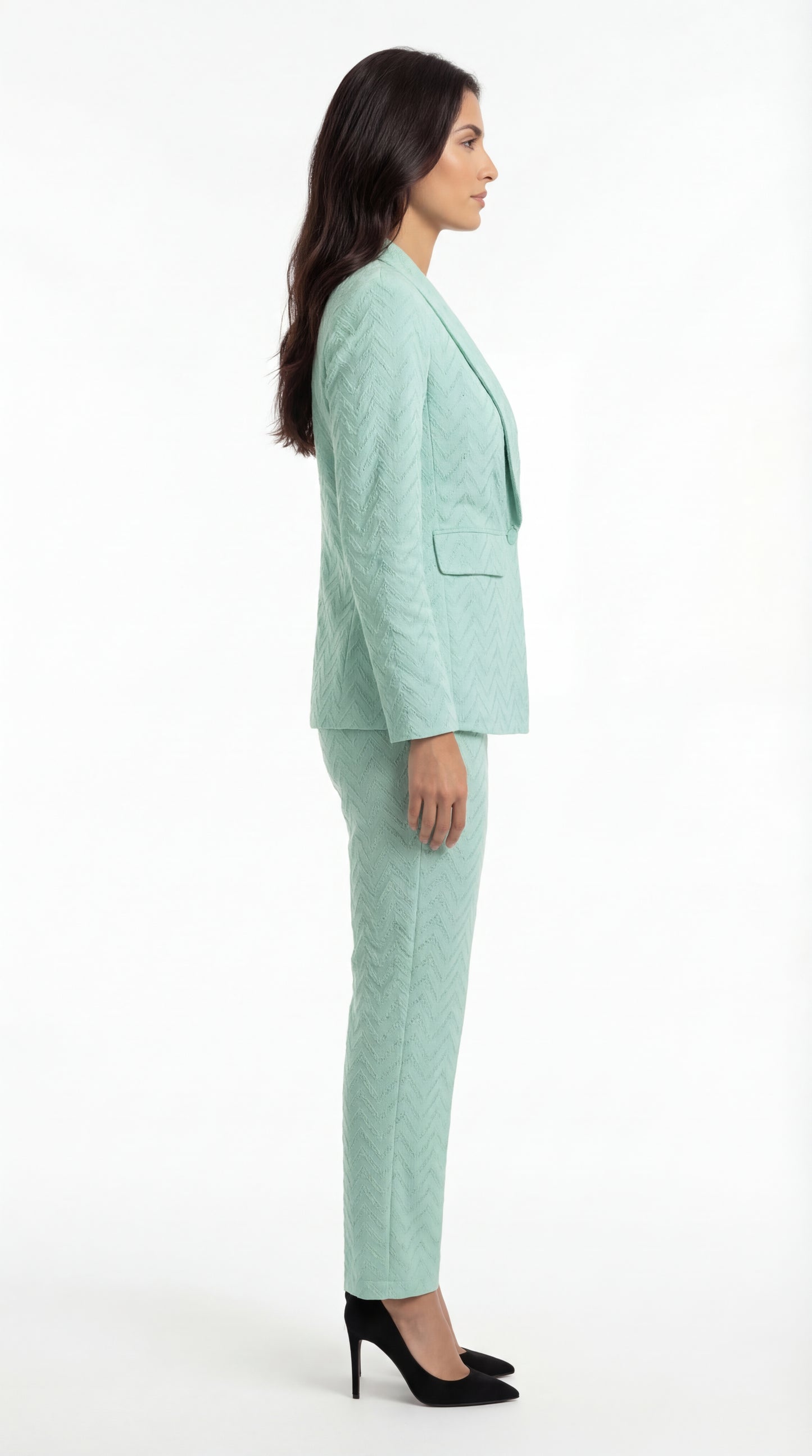 Schiffli Textured Blazer Set (3 P) (Light Teal Green)