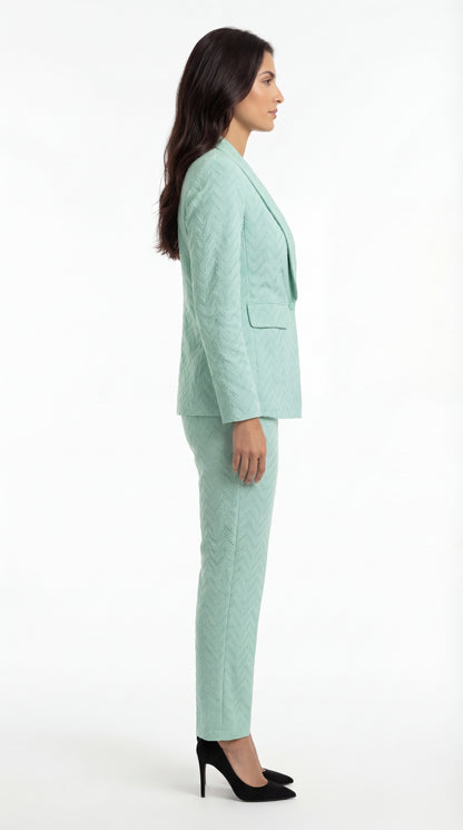 Schiffli Textured Blazer Set (3 P) (Light Teal Green)
