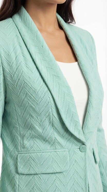 Schiffli Textured Blazer Set (3 P) (Light Teal Green)