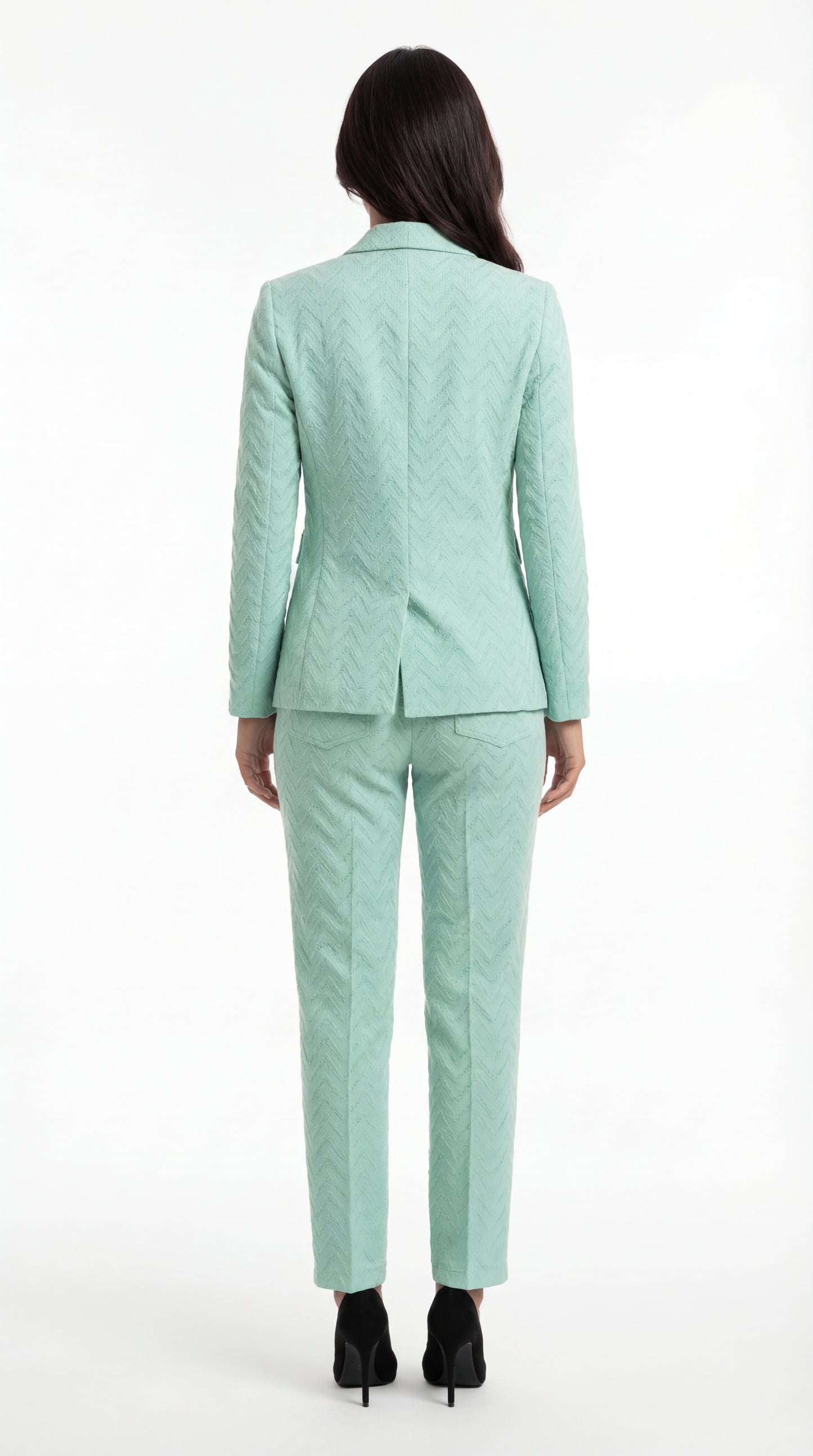 Schiffli Textured Blazer Set (3 P) (Light Teal Green)