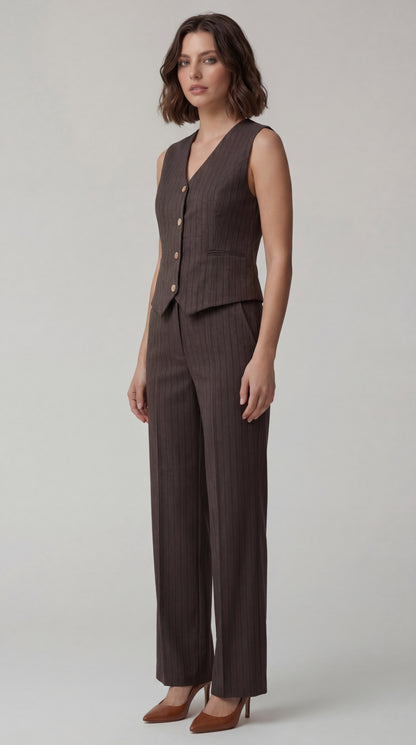 Waist Coat Set for Women - Olive Green Twill Cotton 3 Piece