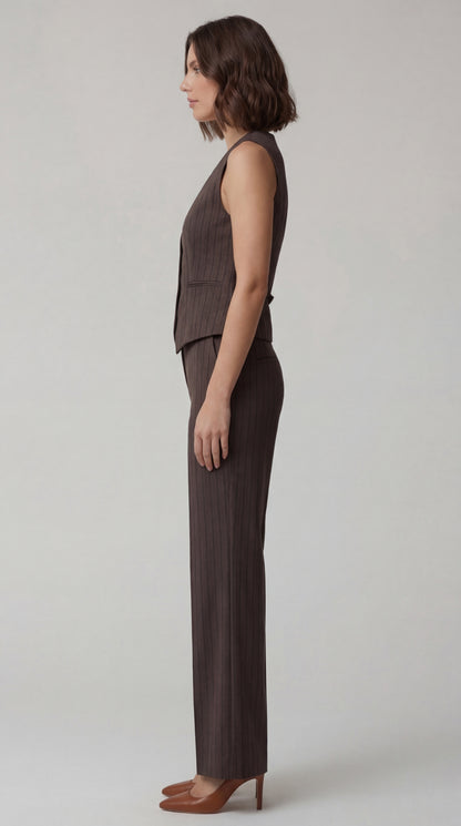 Waist Coat Set for Women - Olive Green Twill Cotton 3 Piece